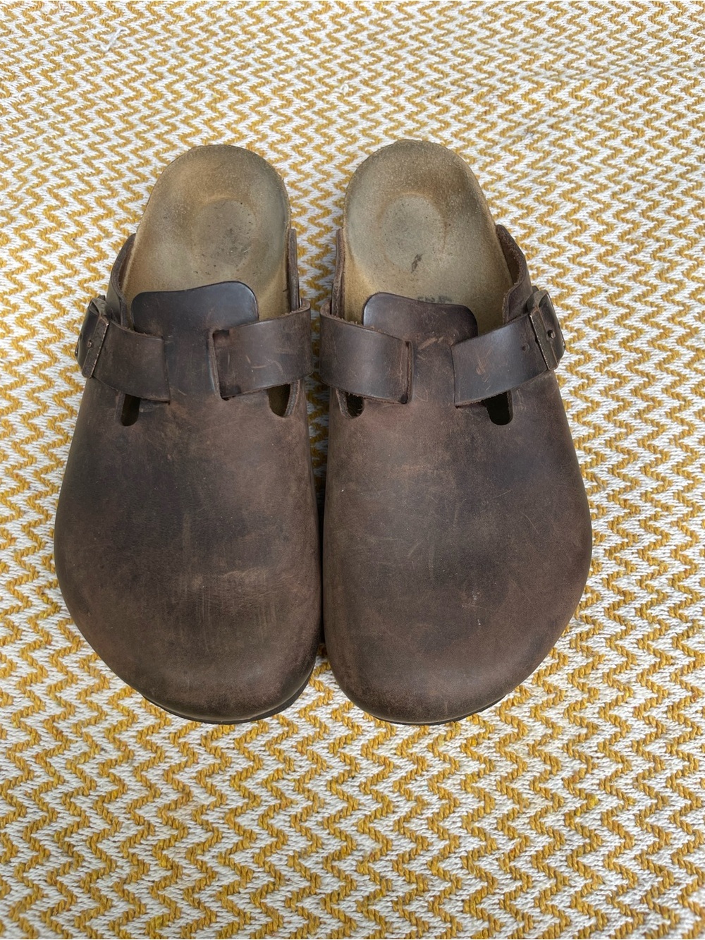 Birkenstock Men's Brown Leather Slip-On Clogs - Dark Brown